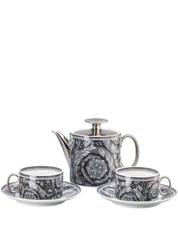 Versace Black Barocco Haze Porcelain Tea Set | Browns Cups & Tea Sets