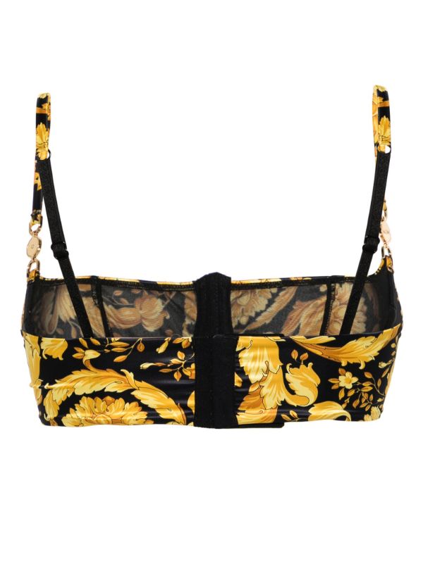 Versace Black Barocco Print Balconette Bra | Browns Bras