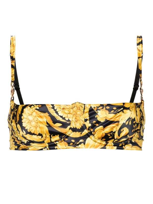 Versace Black Barocco Print Balconette Bra | Browns Bras