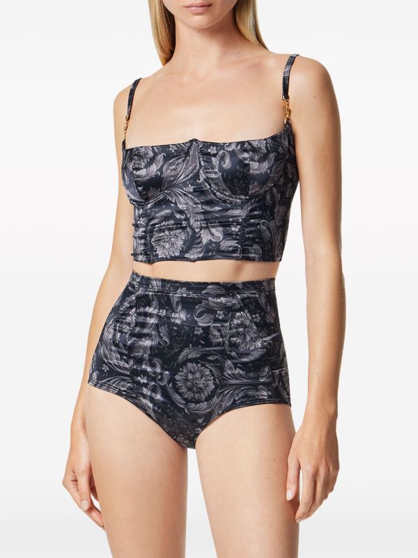 Versace Black Barocco Satin Briefs | Browns Panties