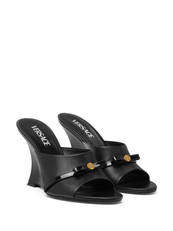 Versace Black Gianni Ribbon 95 Leather Mules | Browns Mules