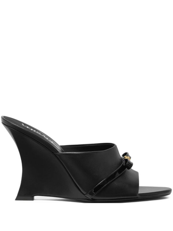 Versace Black Gianni Ribbon 95 Leather Mules | Browns Mules