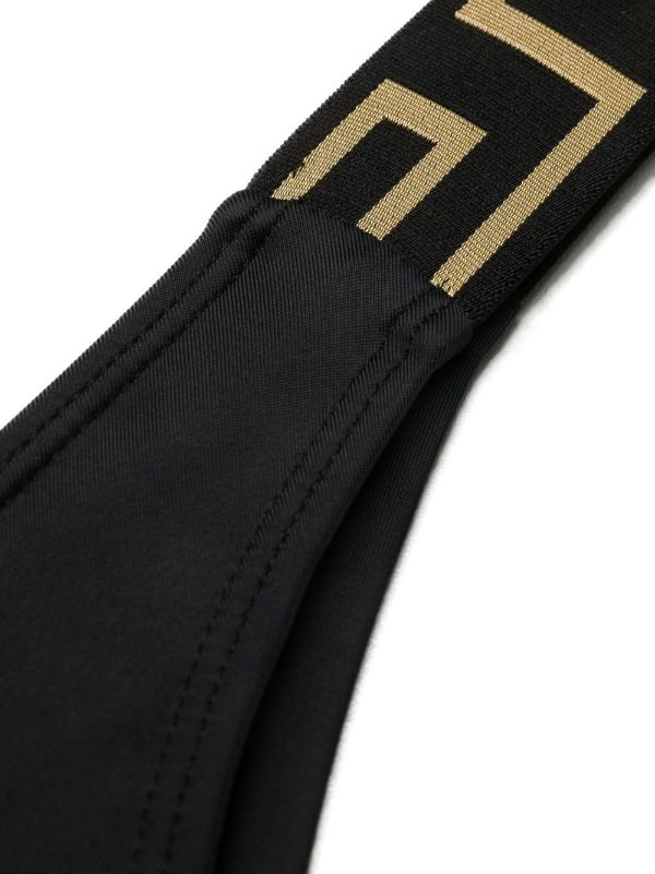 Versace Black La Greca Thong Bikini Bottoms | Browns Bikinis