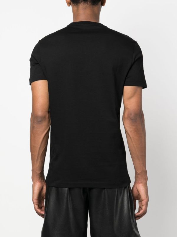 Versace Black Logo Embroidered Cotton T-Shirt | Browns T-Shirts