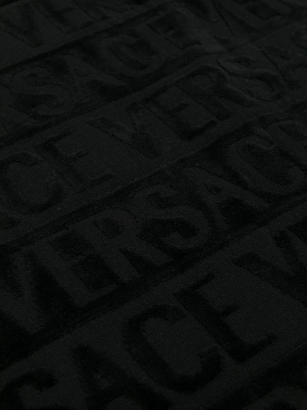 Versace Black Logo-Jacquard Cotton Bath Mat | Browns Towels
