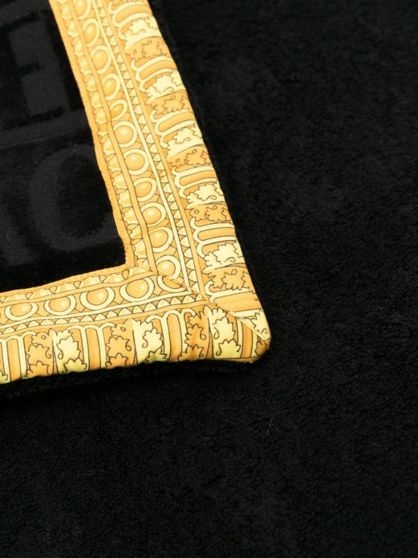 Versace Black Logo-Jacquard Cotton Bath Mat | Browns Towels