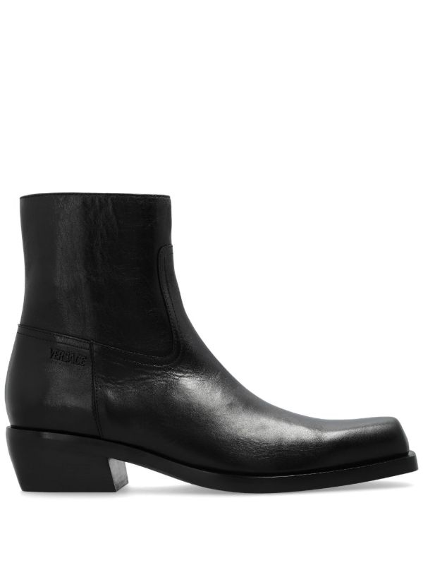 Versace Black Luciano 50 Leather Boots | Browns Boots