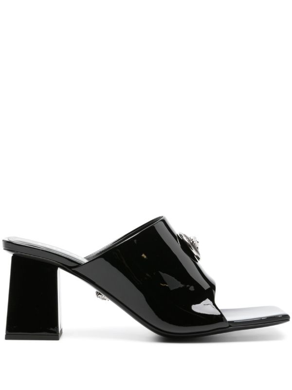 Versace Black Medusa 70 Leather Mules | Browns Mules