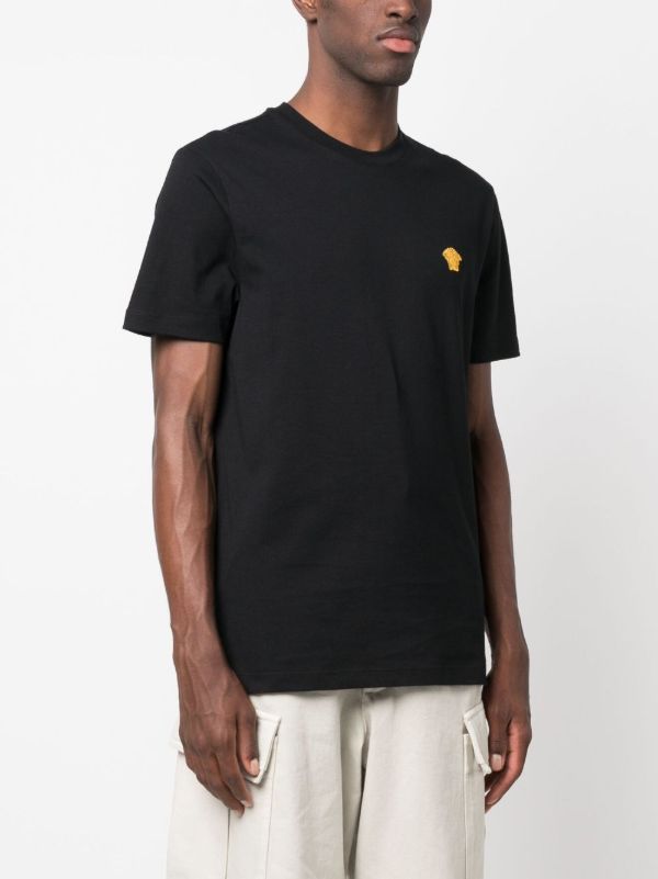 Versace Black Medusa Embroidered Cotton T-shirt | Browns T-Shirts