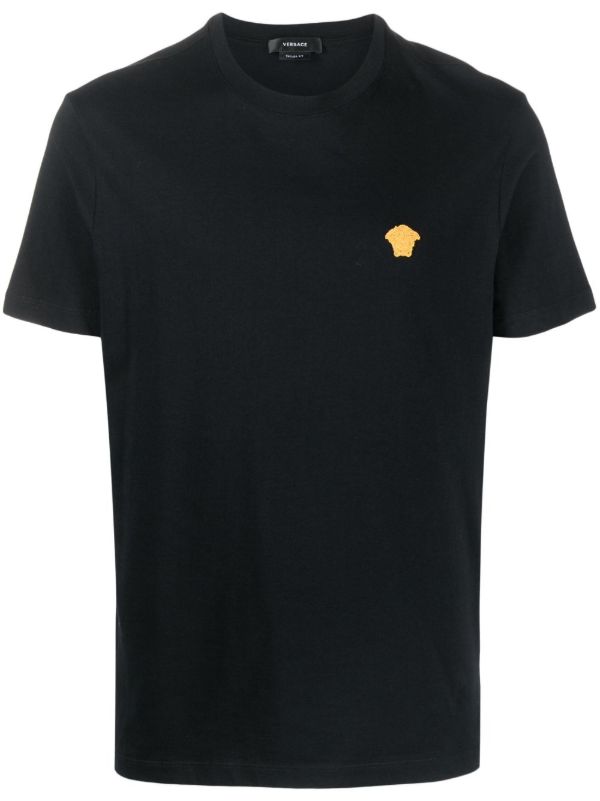 Versace Black Medusa Embroidered Cotton T-shirt | Browns T-Shirts