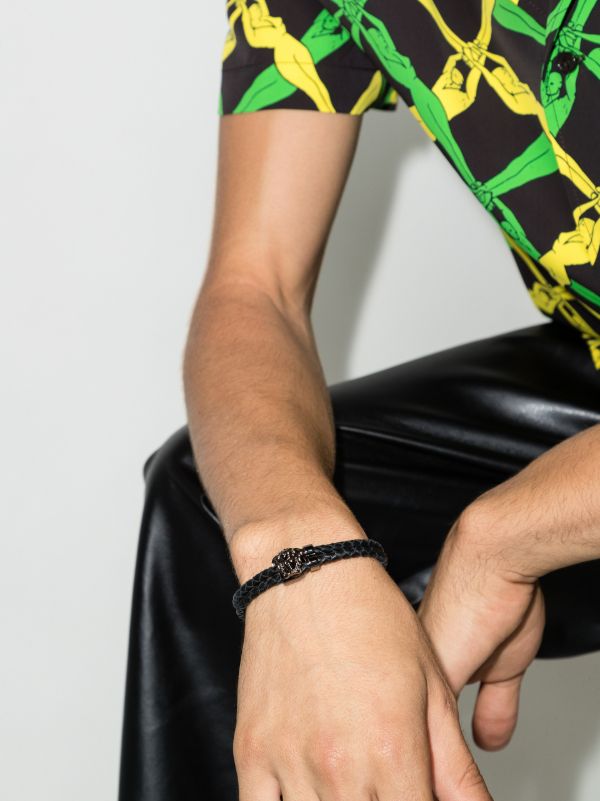 Versace Black Medusa Leather Bracelet | Browns Bracelets