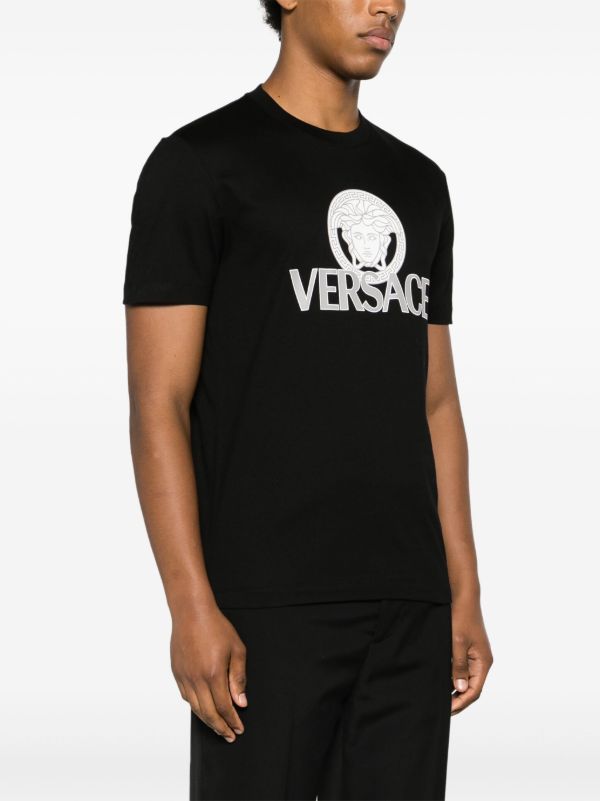Versace Black Medusa Logo-Print Cotton T-shirt | Browns T-Shirts