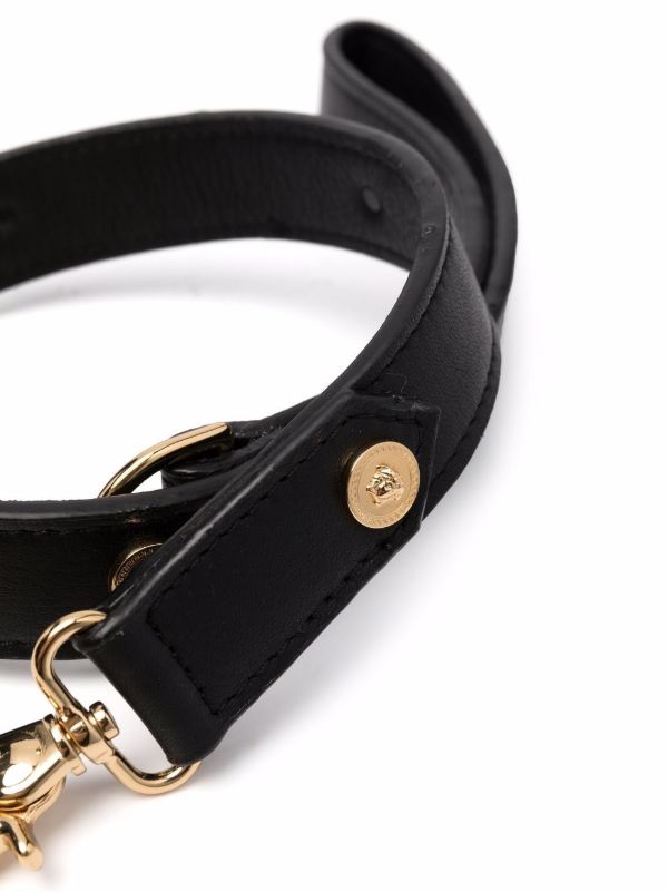 Versace Black Medusa Studded Leather Leash | Browns Pet Accessories