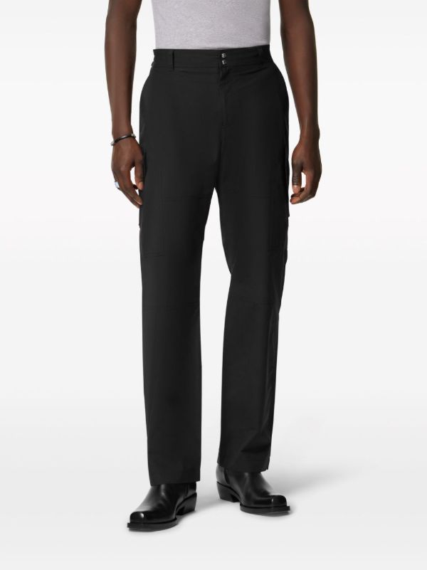 Versace Black Milano Stamp-Embroidery Straight Trousers | Browns Regular-Fit & Straight Leg Pants