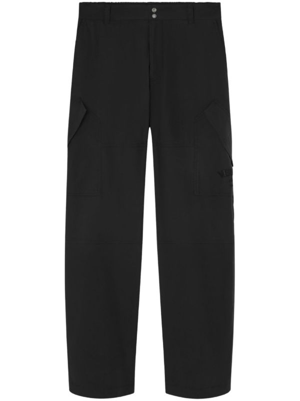 Versace Black Milano Stamp-Embroidery Straight Trousers | Browns Regular-Fit & Straight Leg Pants