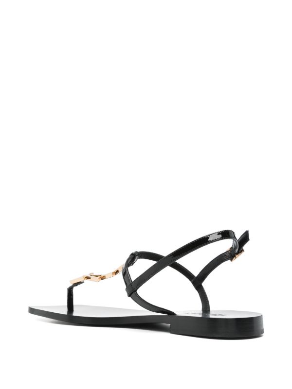 Versace Black V-Chain Sandals | Browns Sandals
