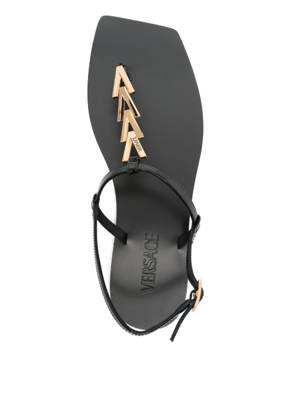 Versace Black V-Chain Sandals | Browns Sandals
