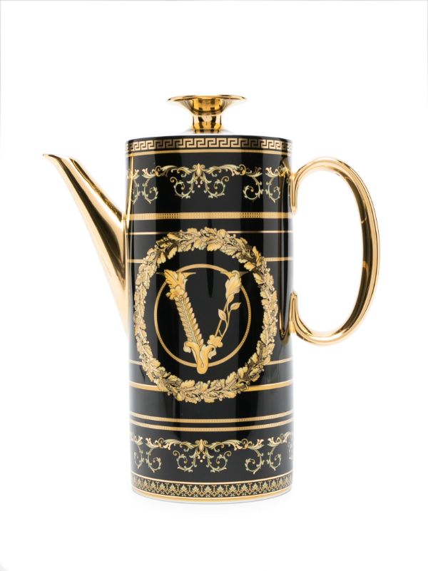 Versace Black Virtus Gala Coffee Pot | Browns Cups & Tea Sets