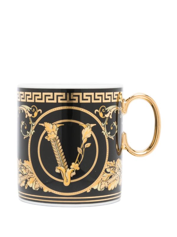 Versace Black Virtus Gala Porcelain Espresso Cup Set | Browns Cups & Tea Sets
