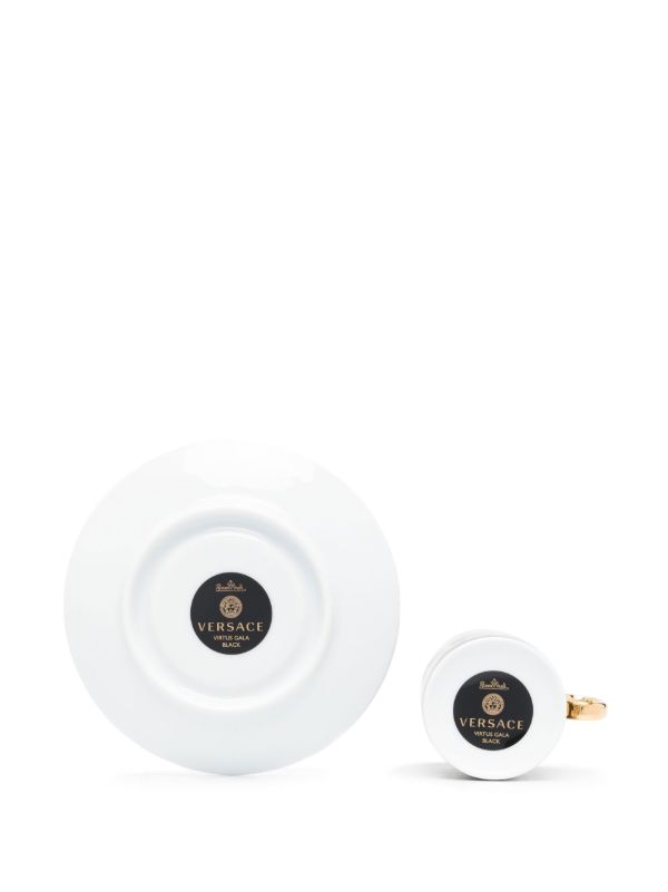 Versace Black Virtus Gala Porcelain Espresso Cup Set | Browns Cups & Tea Sets