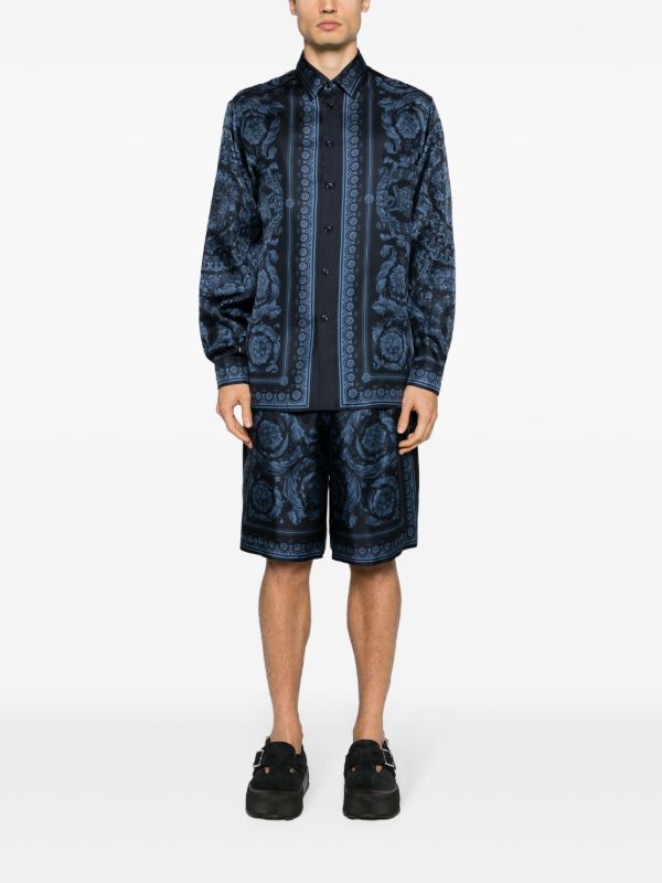 Versace Blue Barocco-print Silk Shirt | Browns Shirts