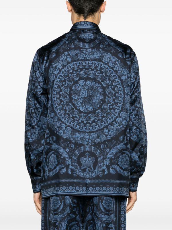 Versace Blue Barocco-print Silk Shirt | Browns Shirts