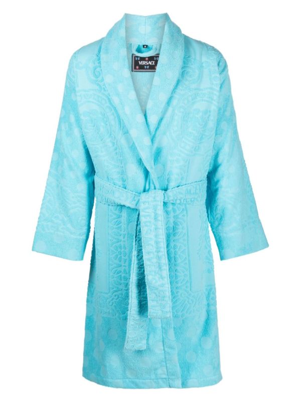 Versace Blue Barocco Terry-Cloth Cotton Robe | Browns Dressing Gowns & Robes