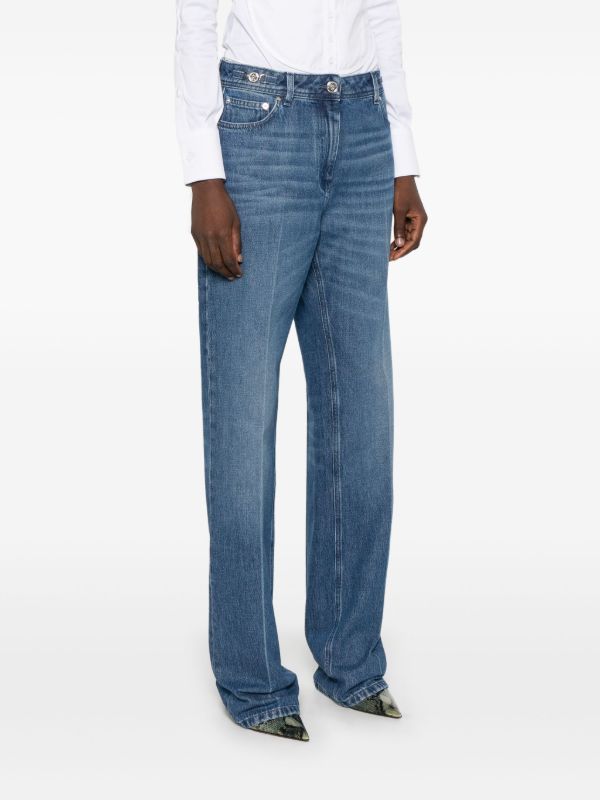 Versace Blue Mid-Rise Straight-Leg Jeans | Browns Straight-Leg Jeans