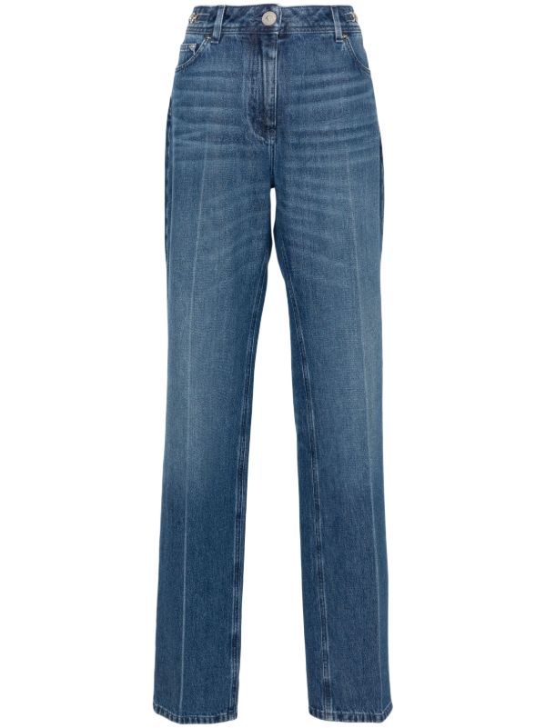 Versace Blue Mid-Rise Straight-Leg Jeans | Browns Straight-Leg Jeans