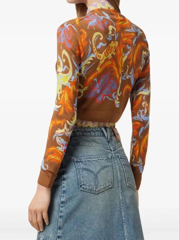 Versace Exotic Barocco Cropped Cardigan | Browns Cardigans