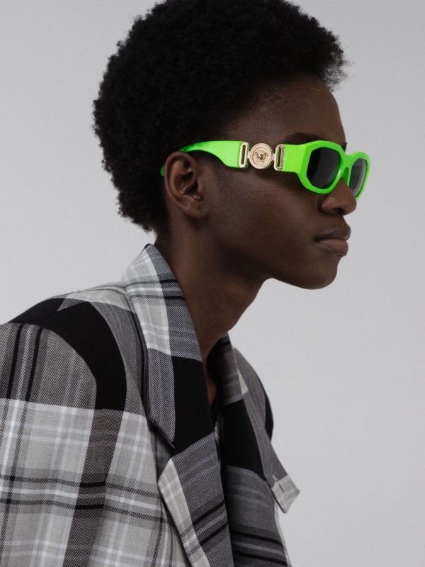 Versace Eyewear Green Biggie Geo Rectangular Sunglasses | Browns Sunglasses