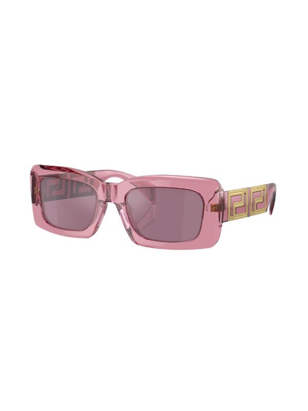 Versace Eyewear Pink Logo Plaque Rectangle Sunglasses | Browns Sunglasses