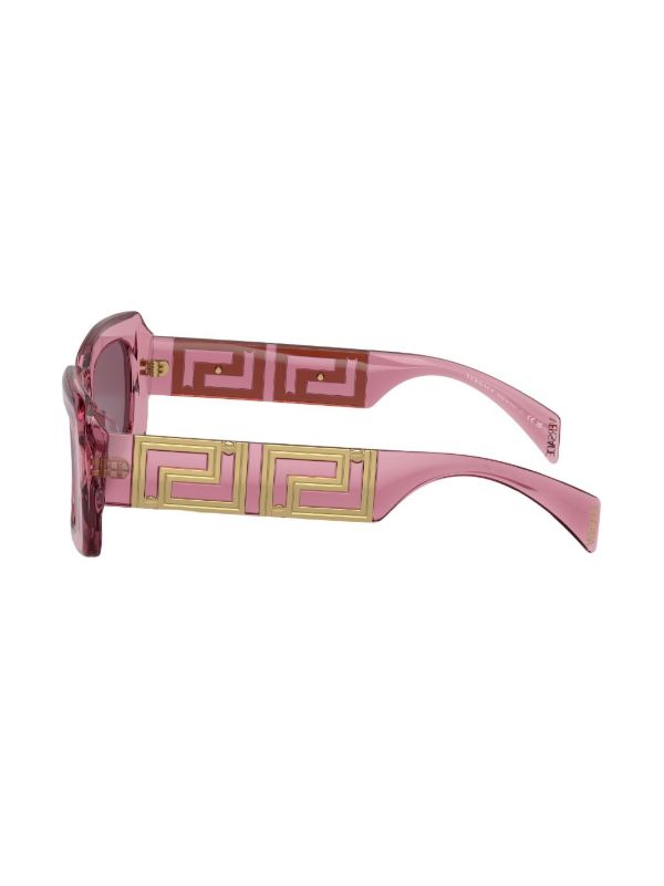 Versace Eyewear Pink Logo Plaque Rectangle Sunglasses | Browns Sunglasses