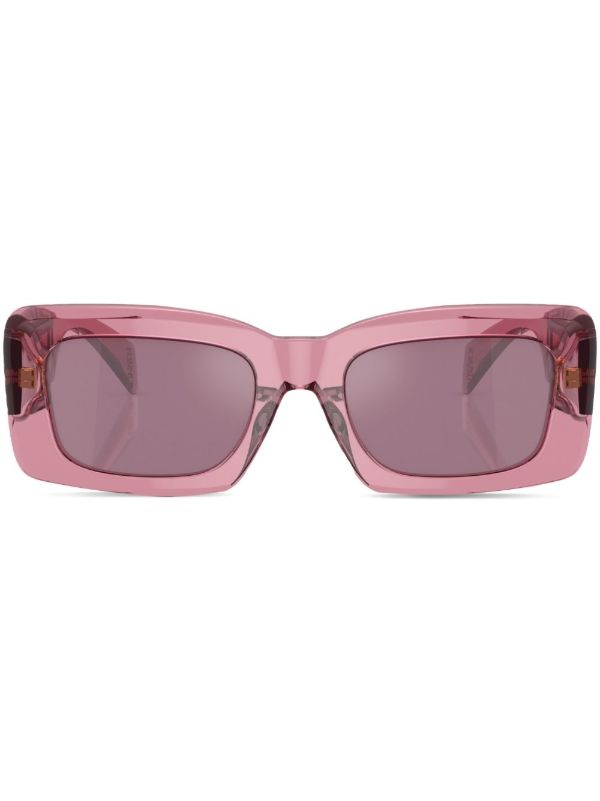 Versace Eyewear Pink Logo Plaque Rectangle Sunglasses | Browns Sunglasses