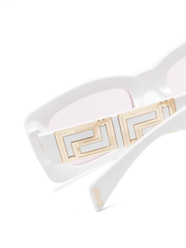 Versace Eyewear White Endless Greca Rectangular Sunglasses | Browns Sunglasses