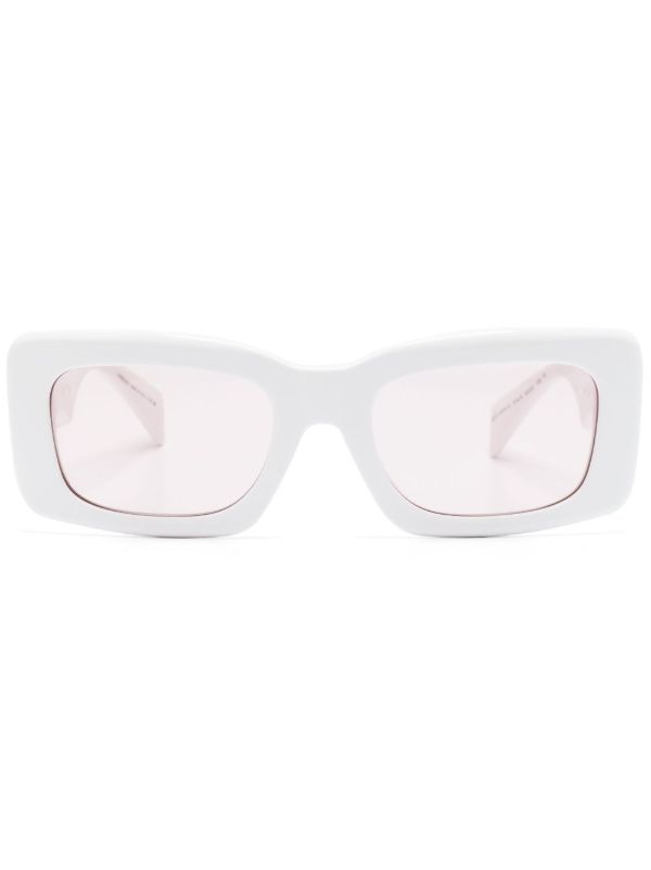 Versace Eyewear White Endless Greca Rectangular Sunglasses | Browns Sunglasses