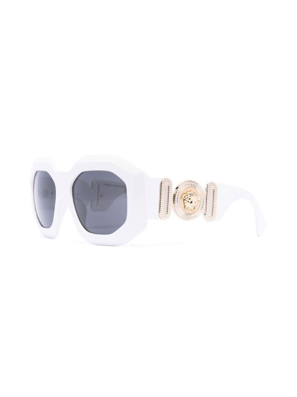 Versace Eyewear White Medusa Plaque Sunglasses | Browns Sunglasses