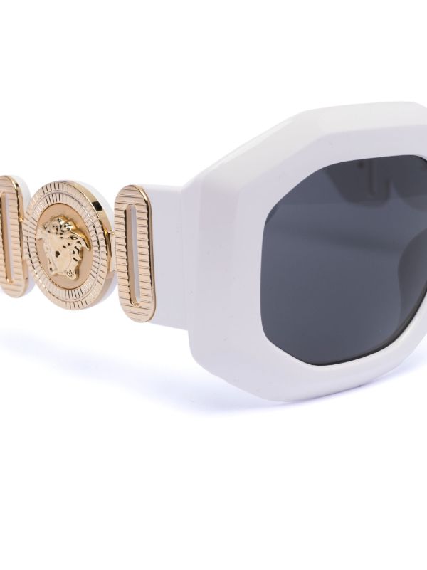 Versace Eyewear White Medusa Plaque Sunglasses | Browns Sunglasses