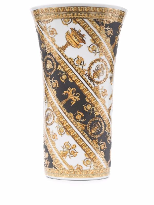 Versace Gold Baroque Print Vase | Browns Vases