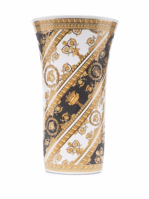 Versace Gold Baroque Print Vase | Browns Vases