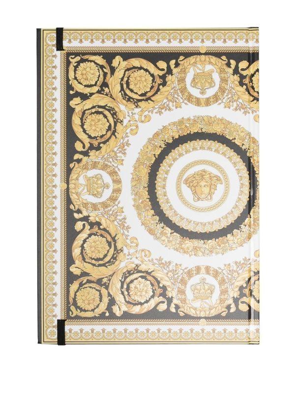 Versace Gold Crete De Freur Print Notebook | Browns Notebooks & Planners