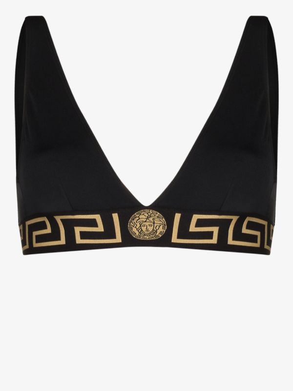 Versace Greca Border Triangle Bikini Top | Browns Bikinis