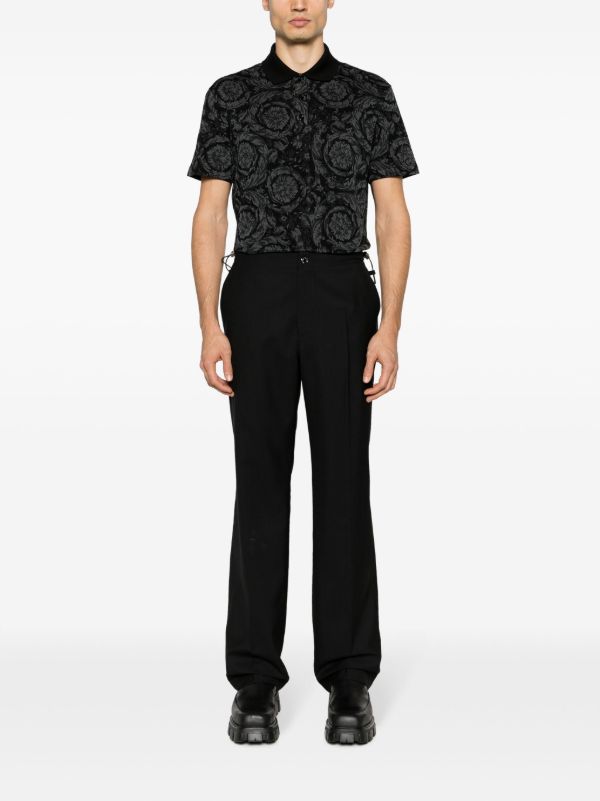 Versace Grey Barocco-Jacquard Polo Shirt | Browns Polo Shirts