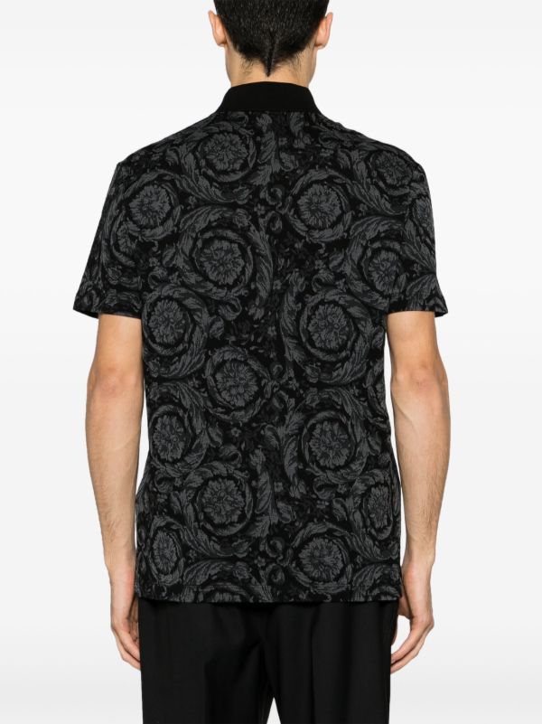 Versace Grey Barocco-Jacquard Polo Shirt | Browns Polo Shirts