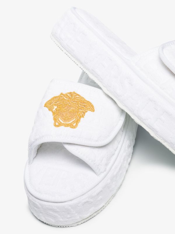 Versace Home White Medusa Platform Slippers | Browns Slippers