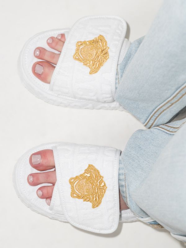 Versace Home White Medusa Platform Slippers | Browns Slippers