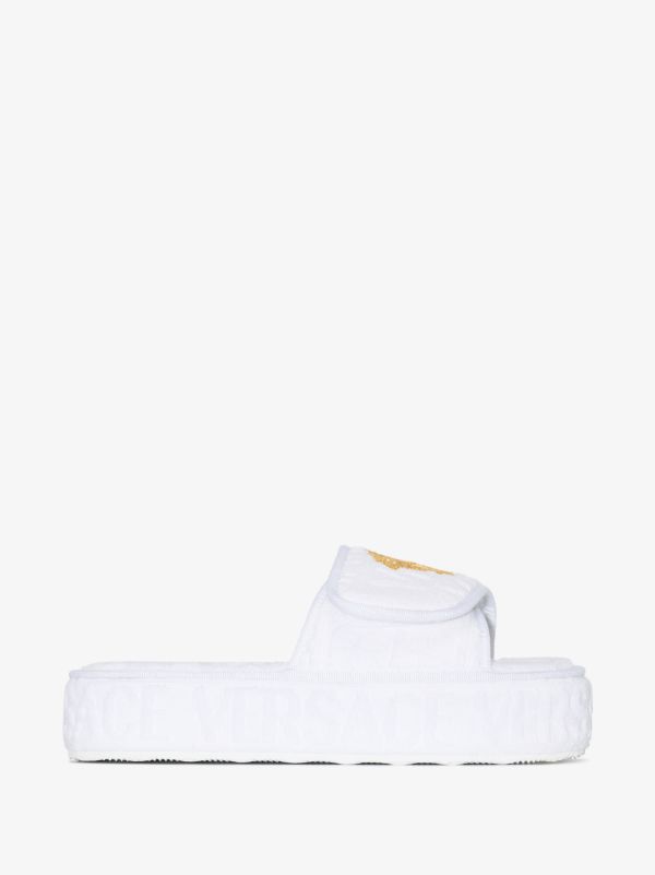Versace Home White Medusa Platform Slippers | Browns Slippers