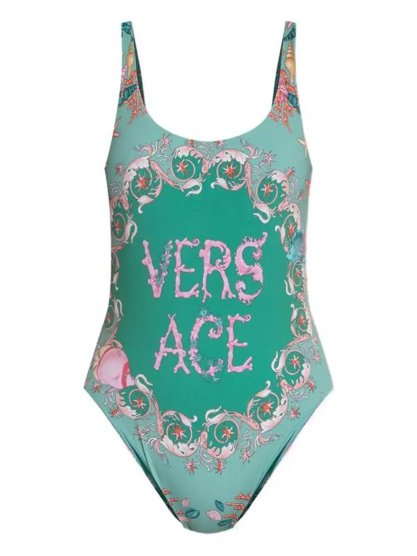 Versace logo-print swimsuit | Browns One-Pieces