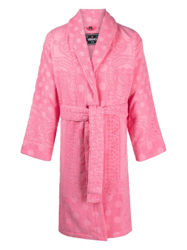 Versace Pink Barocco Terry-Clotch Cotton Robe | Browns Dressing Gowns & Robes
