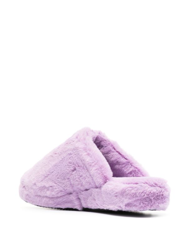 Versace Purple La Medusa Faux Fur Slippers | Browns Slippers